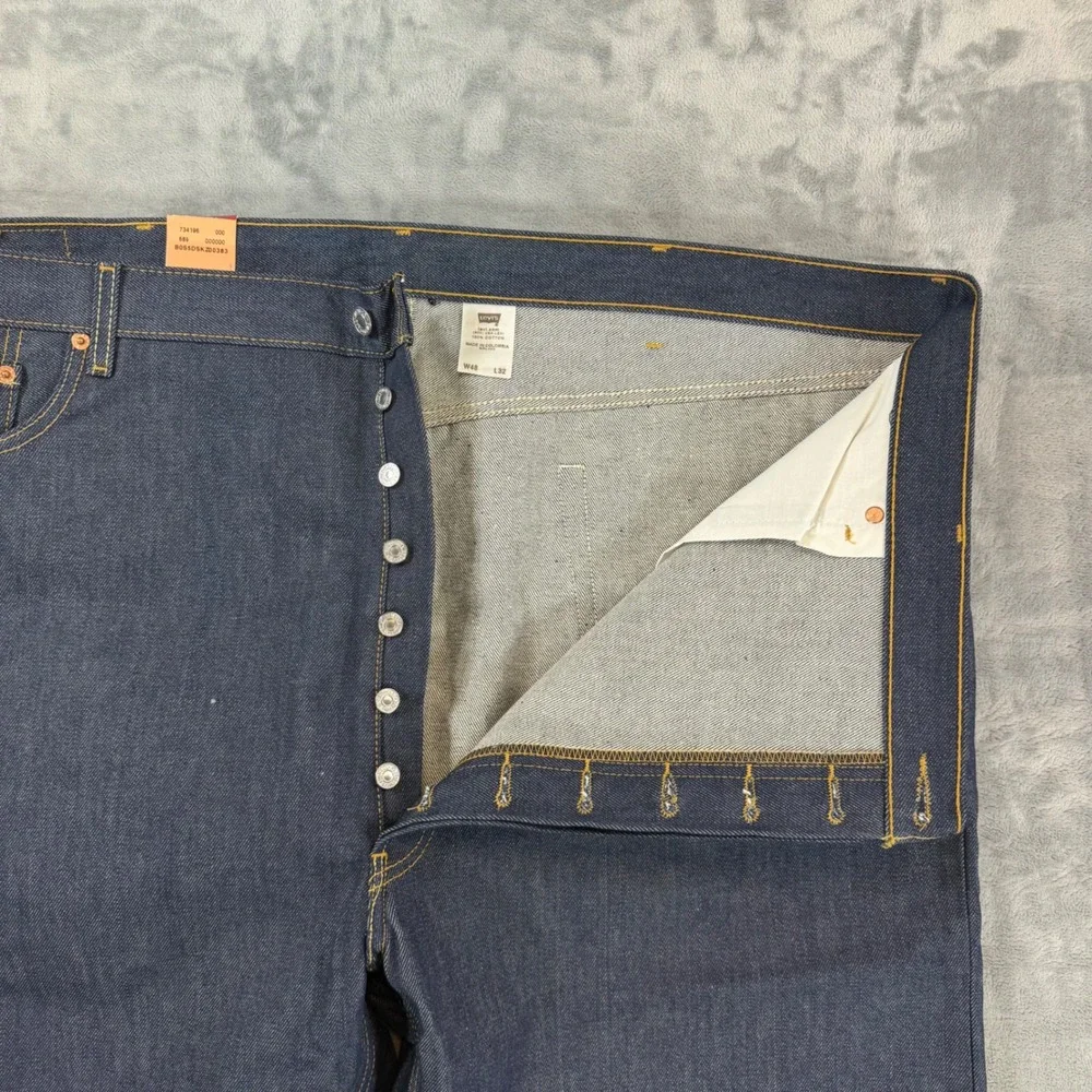 New Levi's 501XX Original Shrink-to-Fit Jeans Men's 48x32 Dark Blue Button Fly